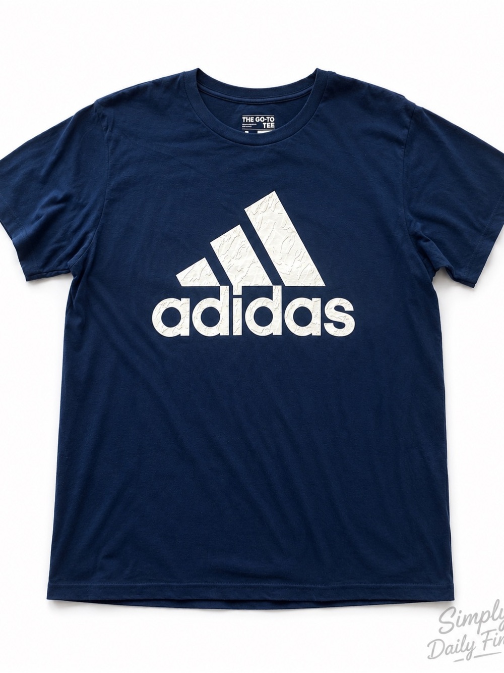 Adidas The Go-To Tee Men’s Large Navy Blue Big Logo Graphic Short Sleeve Shirt